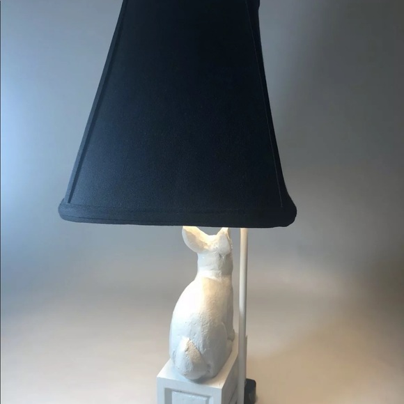 UTTERMOST white bunny lamp black linen lampshade - Picture 4 of 12